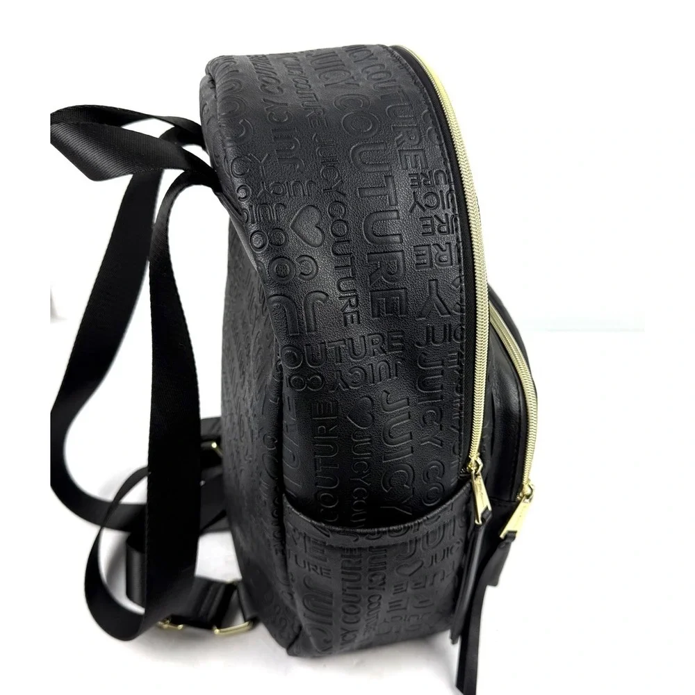 Juicy Couture Word Play Backpack Black Faux Leather Street Wear Chic Handbag New